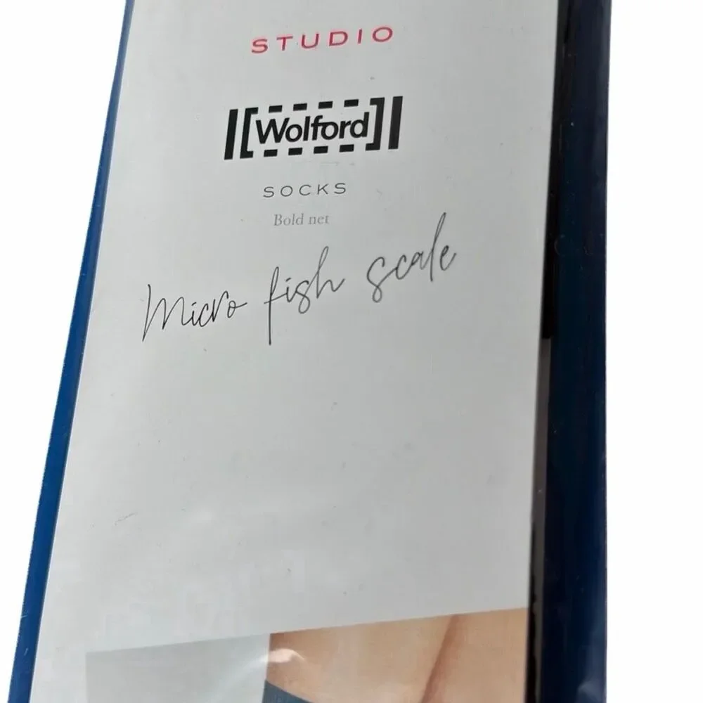 NWT Wolford Studio Micro Fish Scale Socks Black One Size Bold Net Italy
